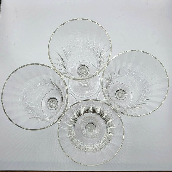 4 Vintage Crystal Cordial Glasses Liqueur Elegant Ribbed Flared Fluted Barware - Picture 5 of 9